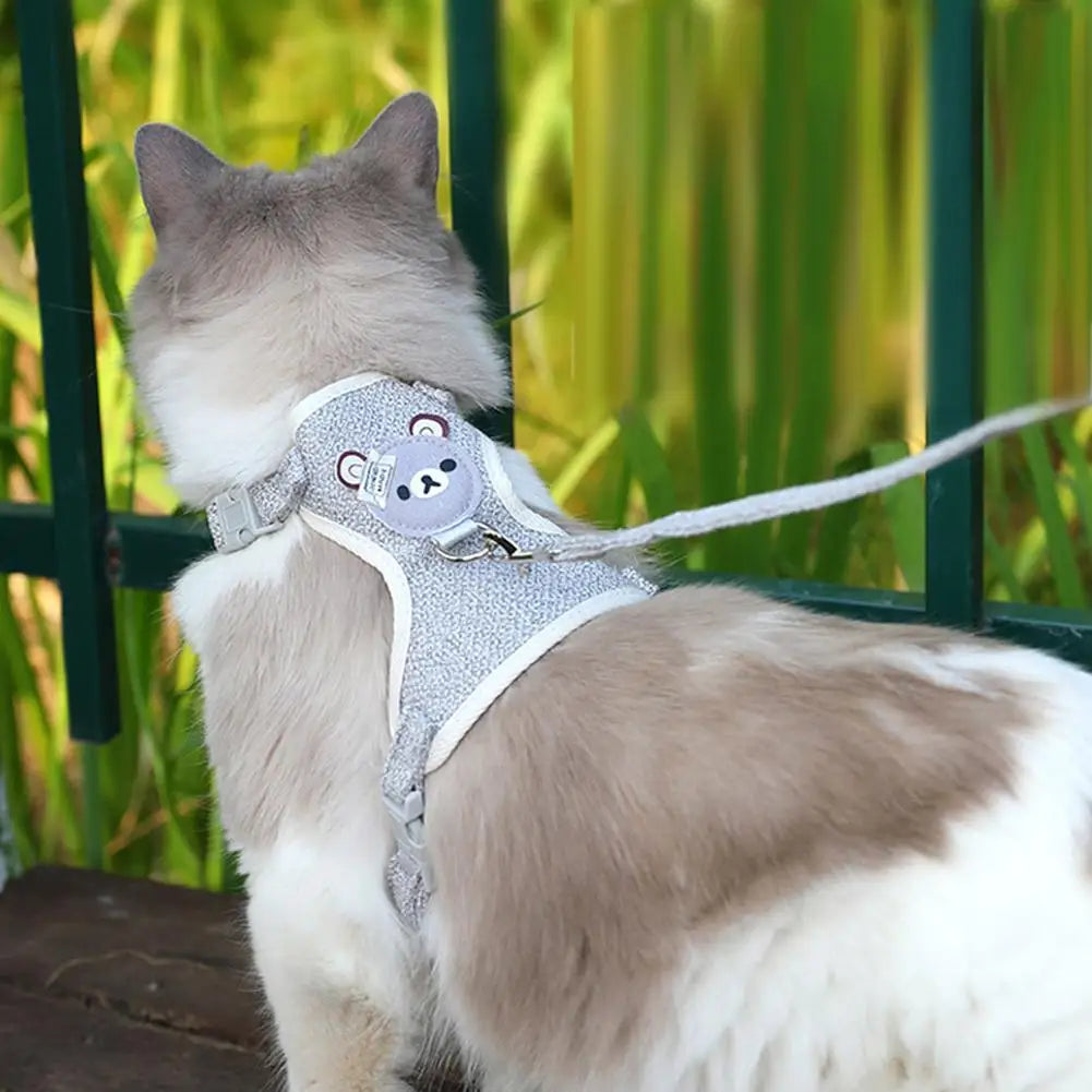 Mesh Vest Harness with Leash — Breathable Adjustable Harness for Cats & Small Dogs