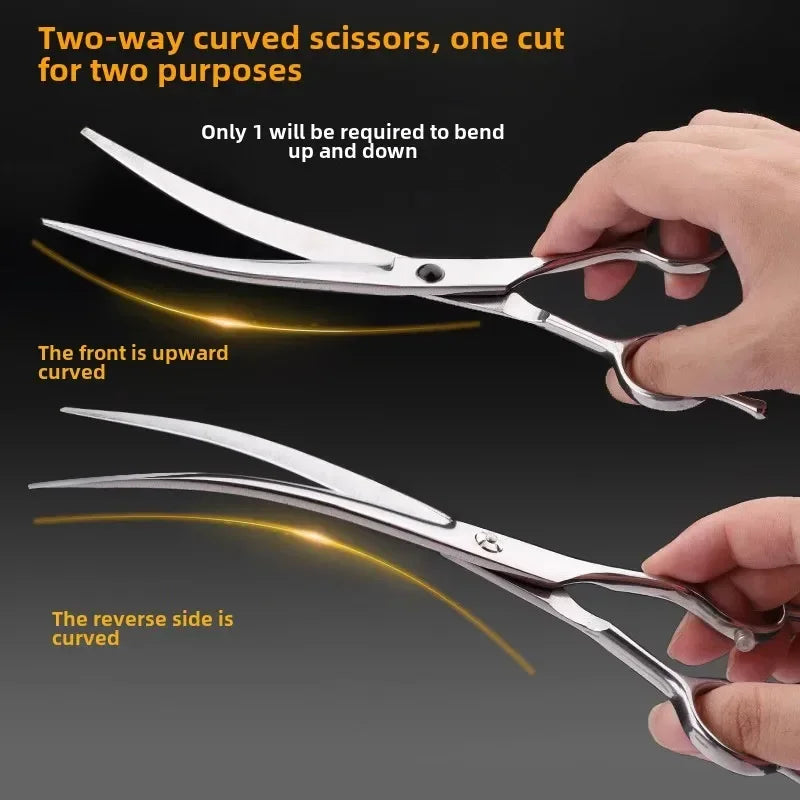 Professional Pet Grooming Scissors Set — Bent Trimming Shears for Dogs
