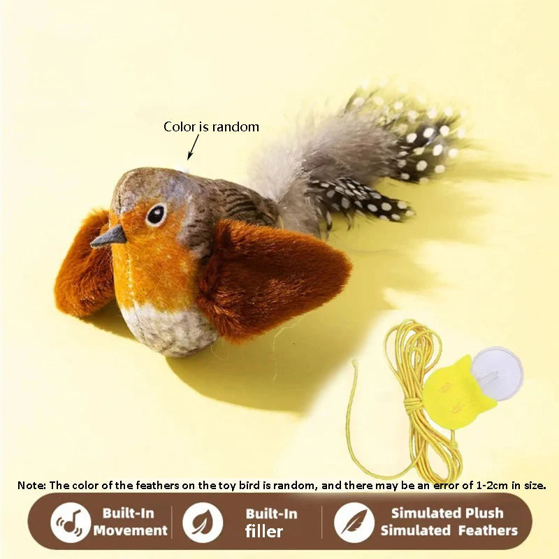 Bird Sound Cat Toy — Elastic Rope Teaser for Scratching & Biting Relief