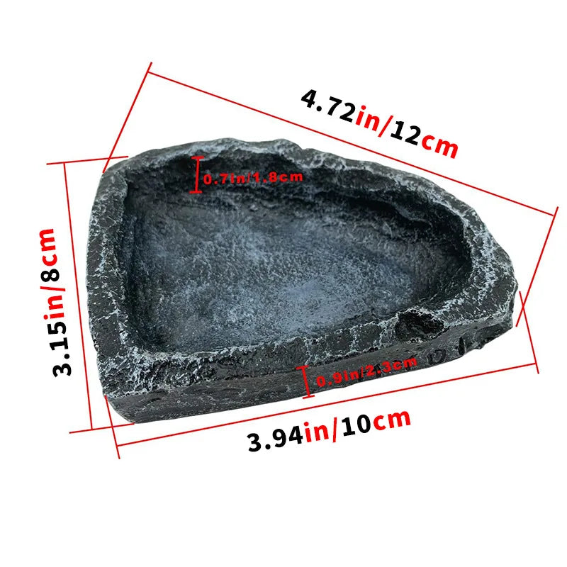 Stone-Texture Reptile Bowl — Food & Water Dish for Bearded Dragons
