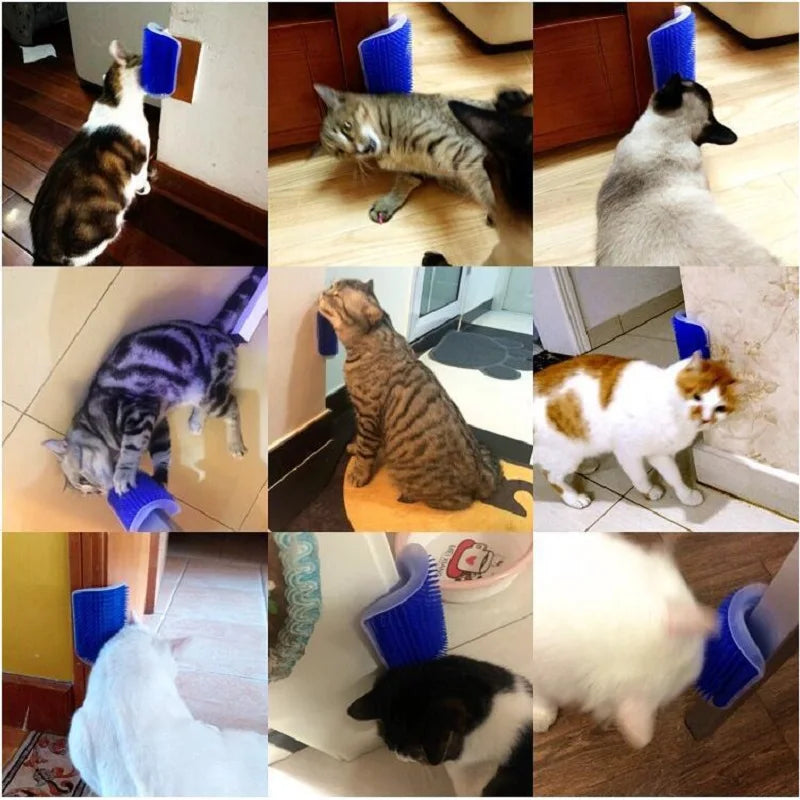 Self-Grooming Cat Scratcher Brush — Wall-Mounted Massage Comb for Shedding