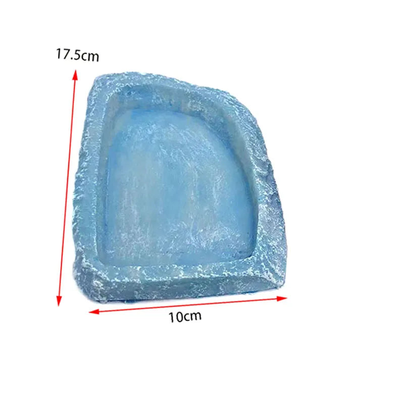 Resin Reptile Feeder Dish — Rock-Style Food & Water Bowl for Turtles & Tortoises