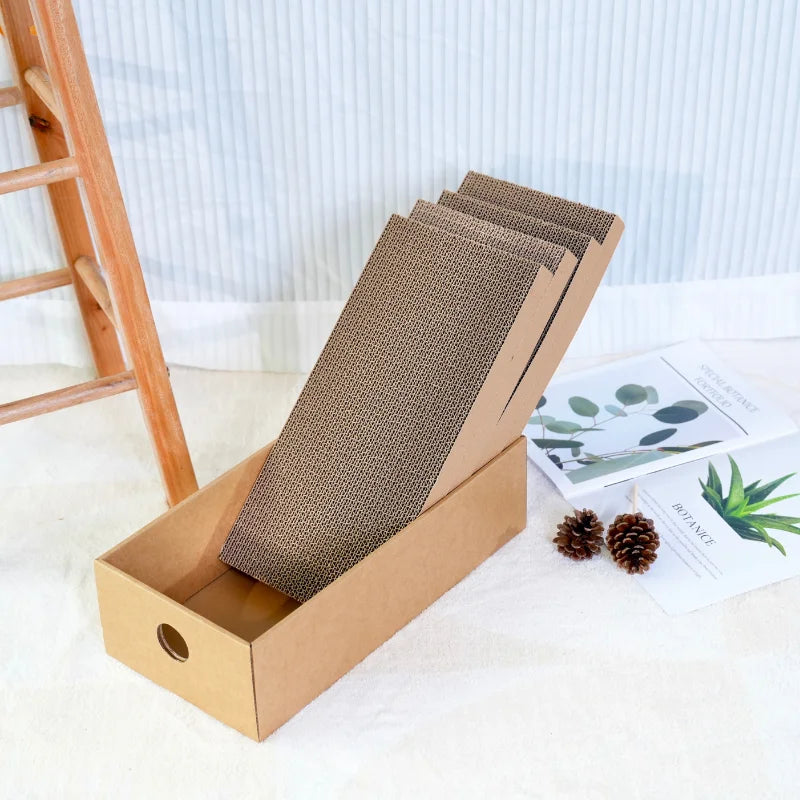 4-Pack Cardboard Cat Scratcher Boxes — Stackable Scratching Pads for Indoor Cats