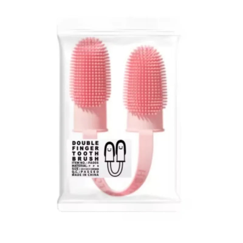 Two-Finger Pet Toothbrush — Silicone Dental Cleaning Tool for Dogs & Cats