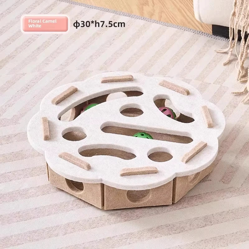 Felt Puzzle Box Cat Toy — Interactive Treat & Ball Game for Indoor Cats