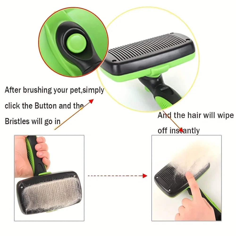Self-Cleaning Shedding Comb — Push-Button Deshedding Tool for Dogs