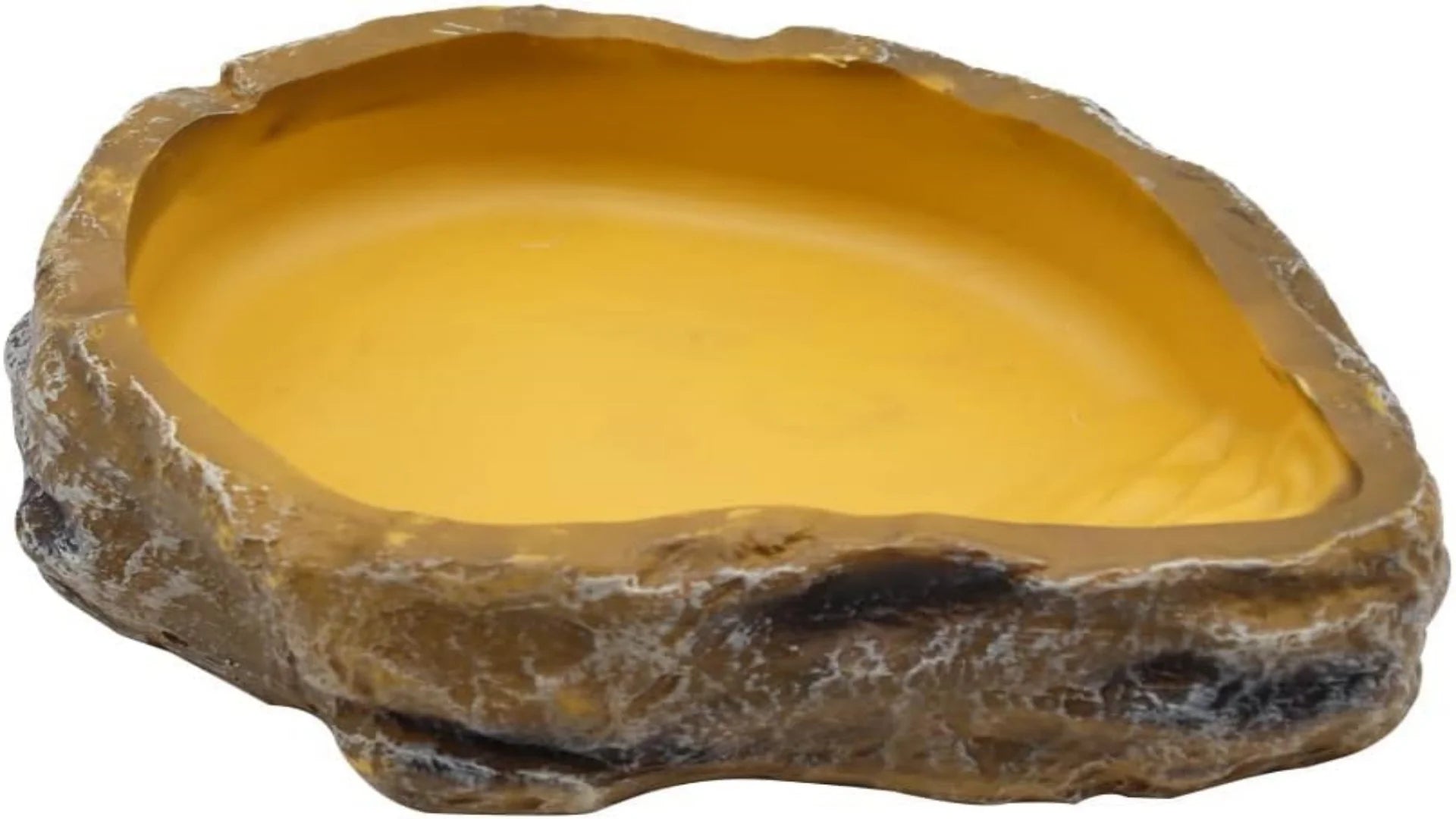 Resin Rock Worm & Water Bowl — Reptile Feeder Dish for Lizards & Snakes, S/M/L