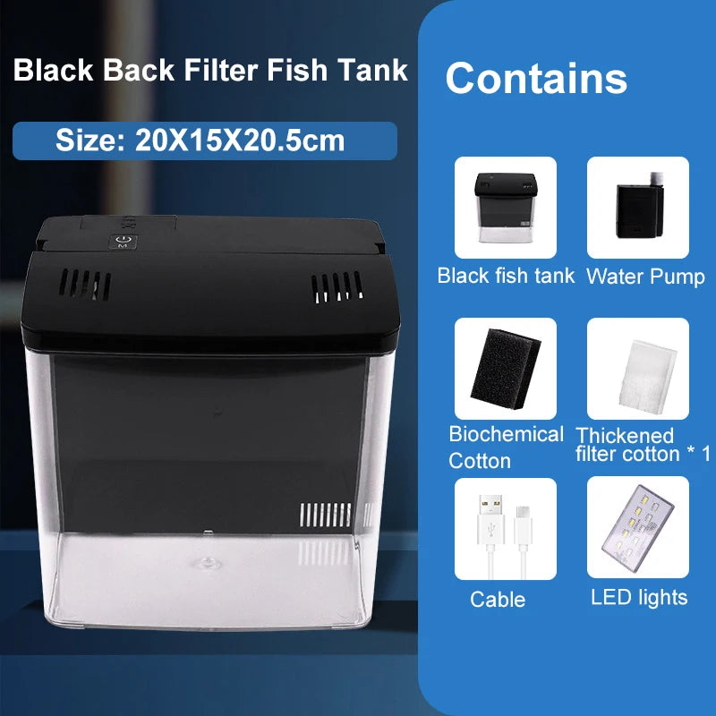Self-Circulating Fish Tank — Tabletop Goldfish Tank with Built-In Filter