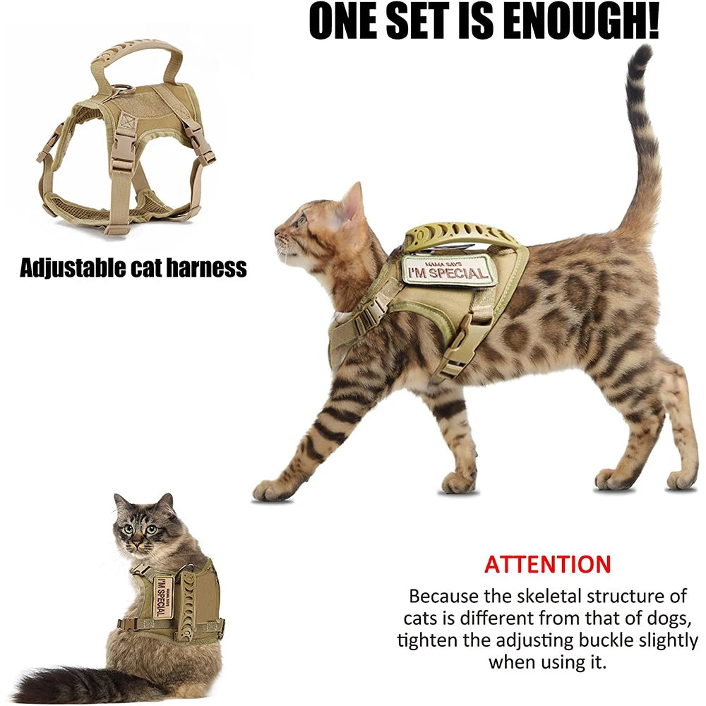 Tactical Cat & Dog Harness — Escape-Proof Vest with Control Handle