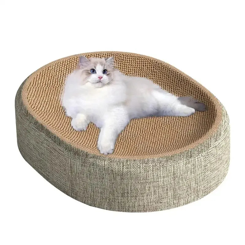 Oval Sisal Cat Scratcher Bed — 2-in-1 Scratching Surface & Resting Nest