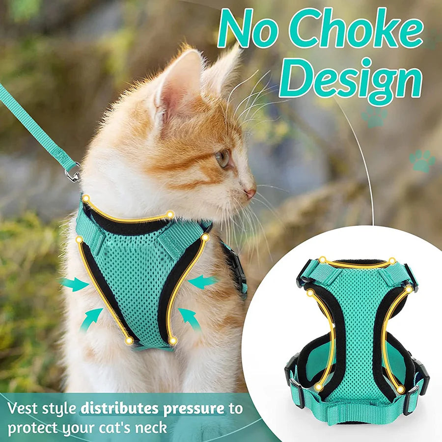 Escape-Proof Cat Harness & Leash Set — Soft Adjustable Vest for Easy Control