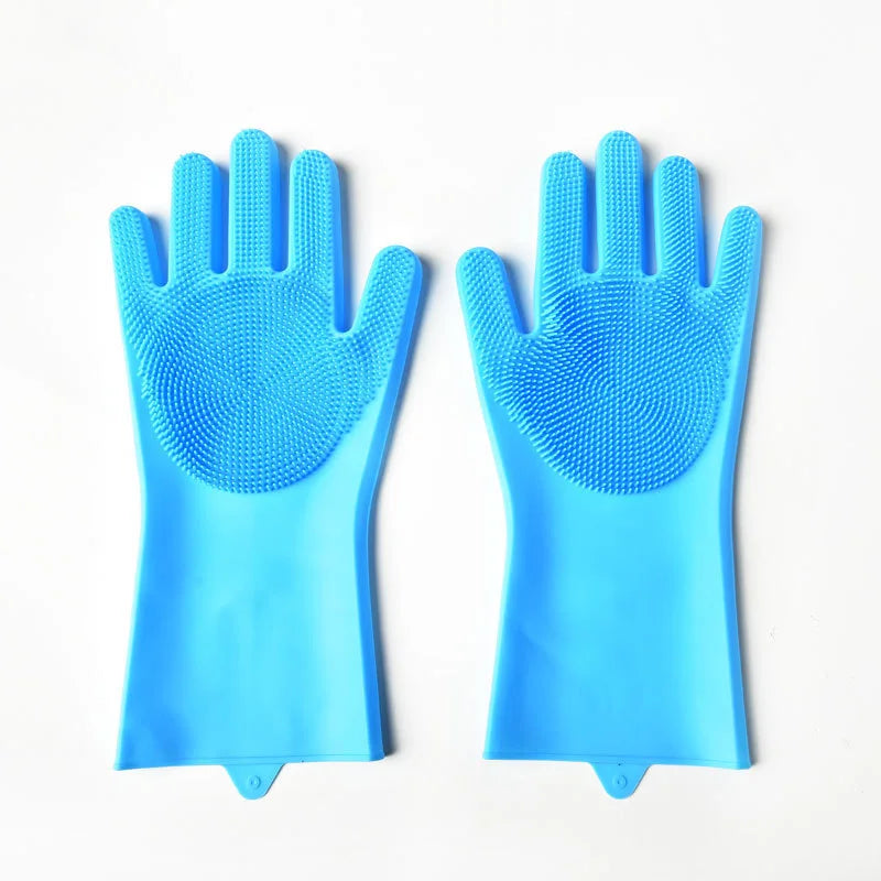 Silicone Bathing Gloves — Multi-Functional Shampoo Scrubber for Dogs & Cats