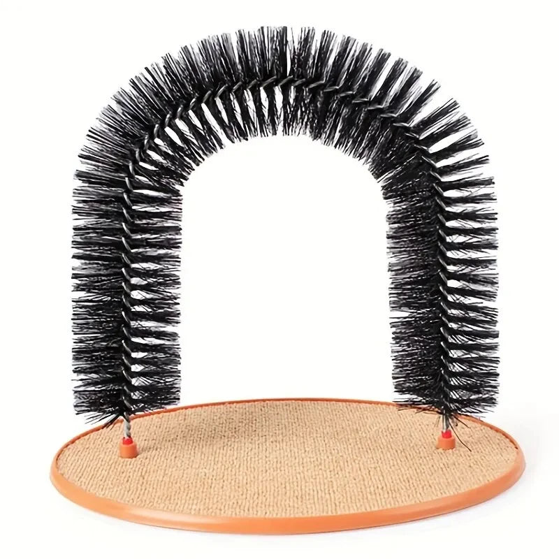 Arch Cat Scratcher & Self-Groomer — Wall-Mounted Massage Board with Brush