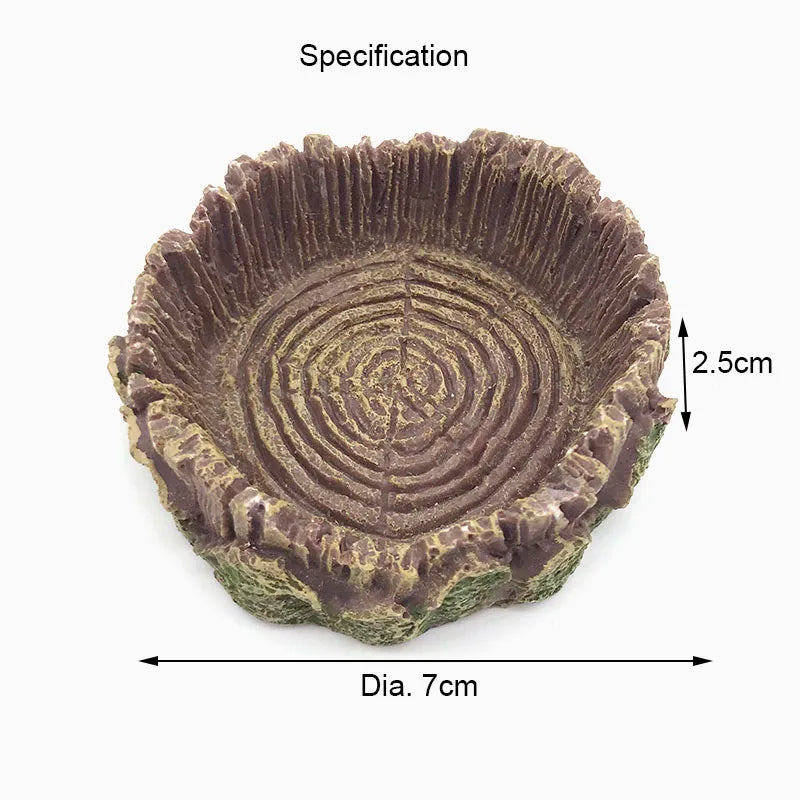Resin Reptile Feeder Dish — Rock-Style Food & Water Bowl for Turtles & Tortoises