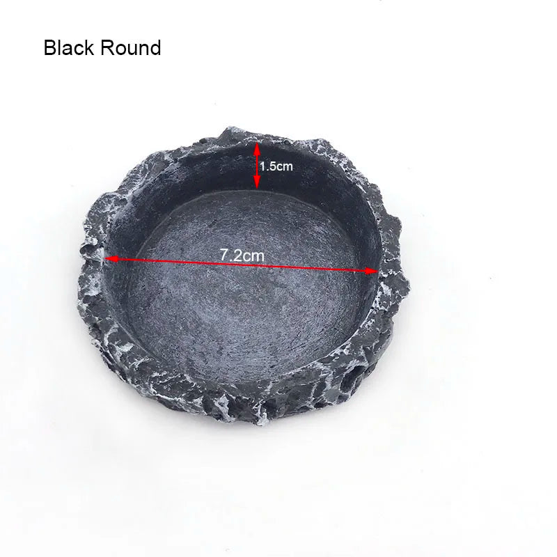 Resin Reptile Feeder Dish — Rock-Style Food & Water Bowl for Turtles & Tortoises
