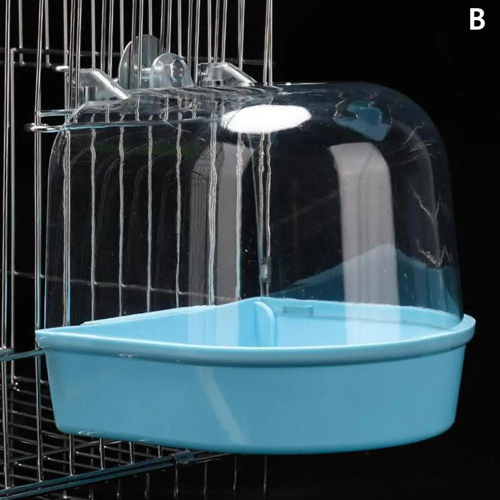 Clear Hanging Bird Bath — Cage Shower Box for Parakeets, Budgies & Canaries