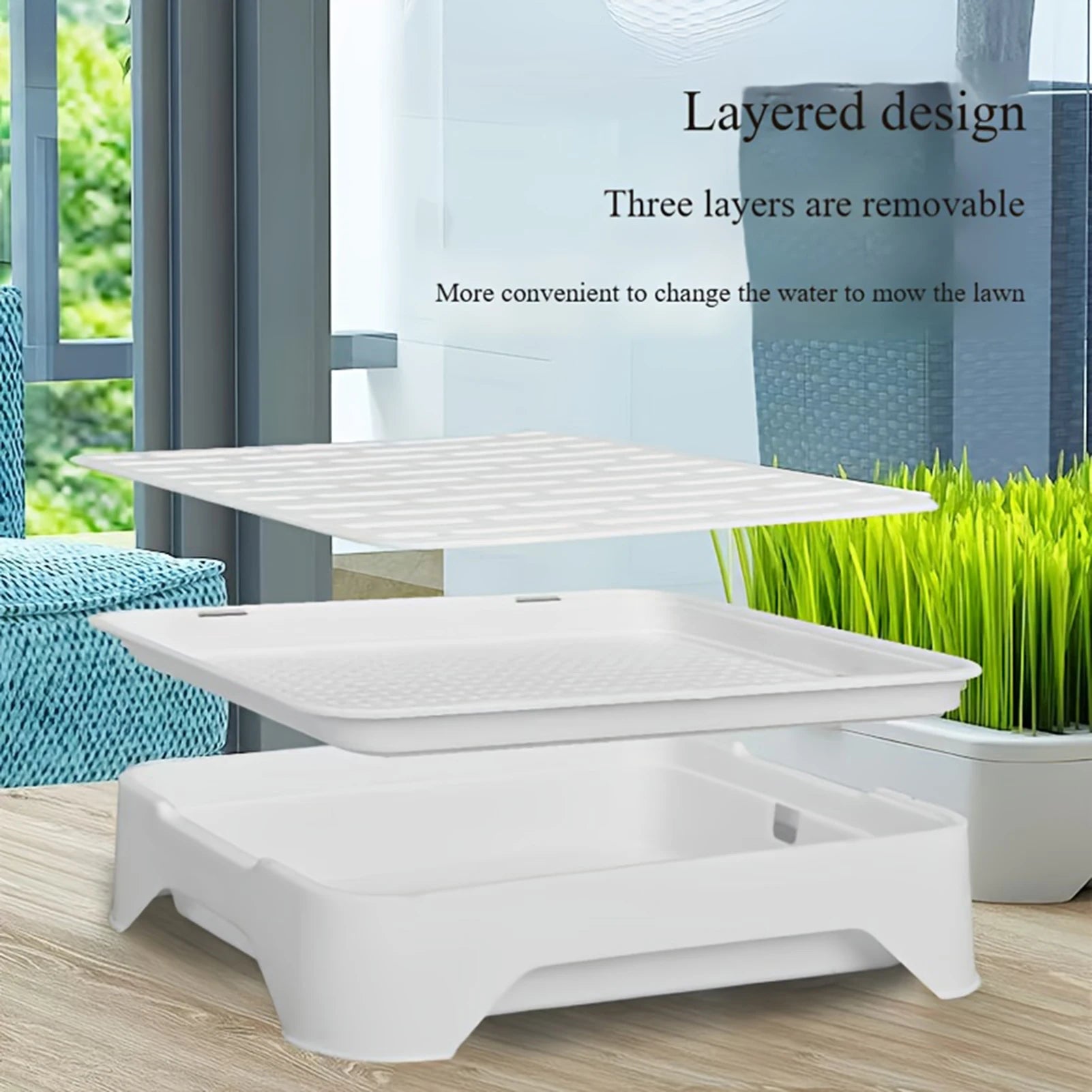 Cat Grass Planting Basin — Soilless Hydroponic Wheatgrass Pot