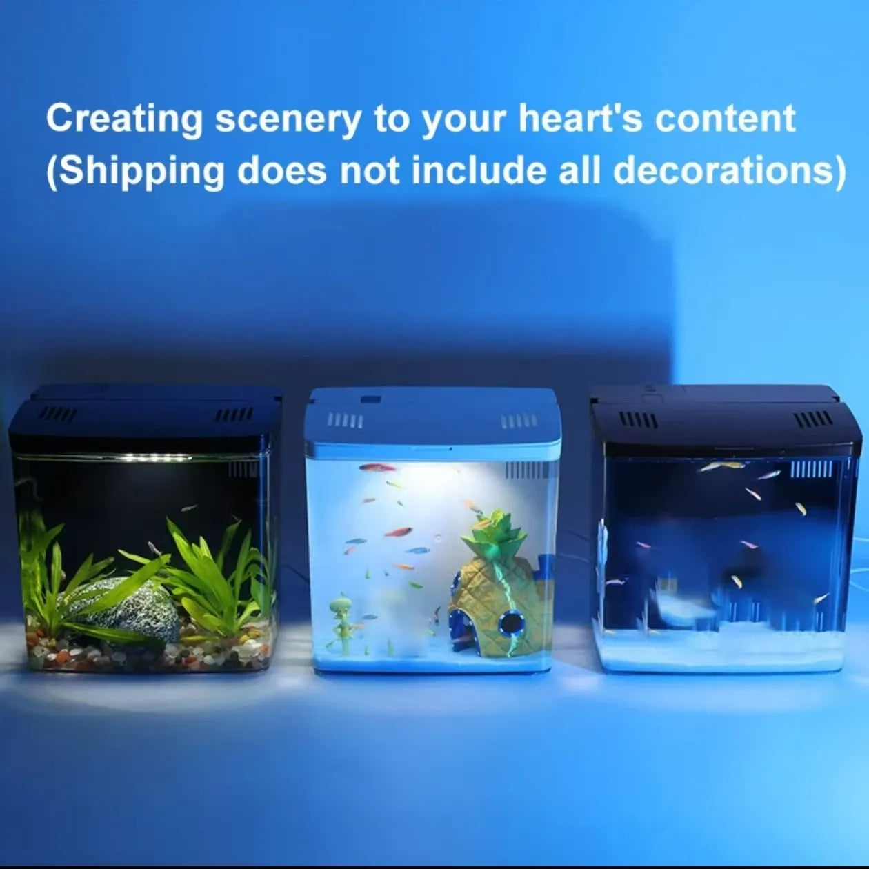 Self-Circulating Goldfish Tank — Tabletop Aquarium with Optional Heater
