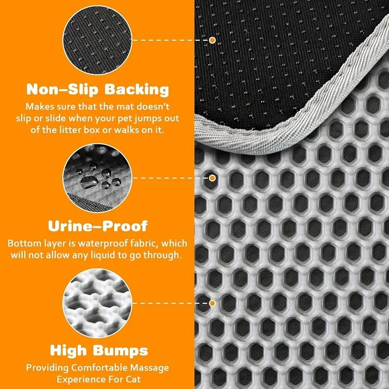 Heavy-Duty Waterproof Cat Litter Mat — 2-Layer Non-Slip Floor Protector