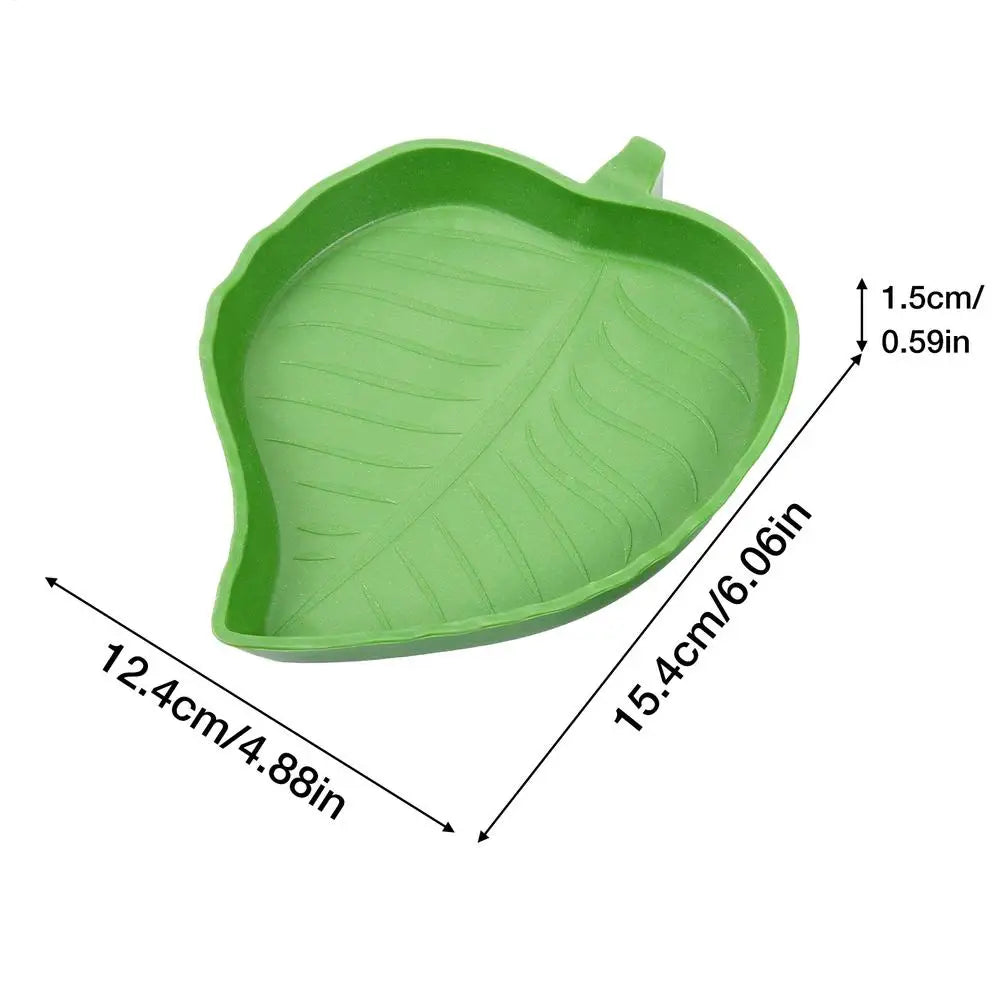 Leaf-Shaped Reptile Feeder Bowl — Food & Water Dish for Turtles & Small Pets