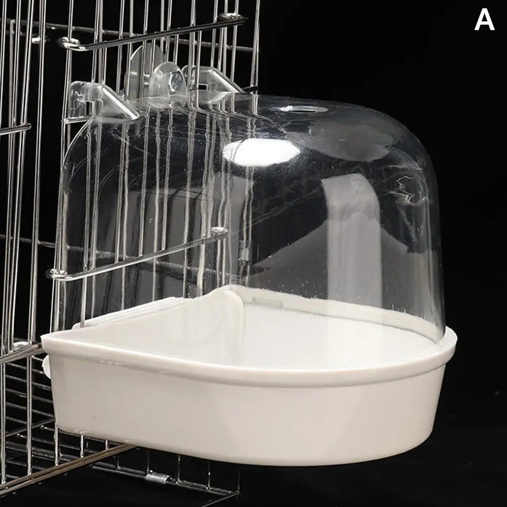 Clear Hanging Bird Bath — Cage Shower Box for Parakeets, Budgies & Canaries