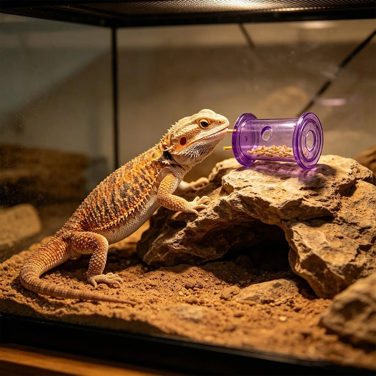 Rolling Slow Feeder Bowl — Foraging Toy for Reptiles, Geckos & Parakeets