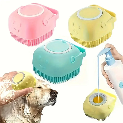 Bath Massage Brush — Silicone Shampoo Dispenser Brush for Dogs & Cats