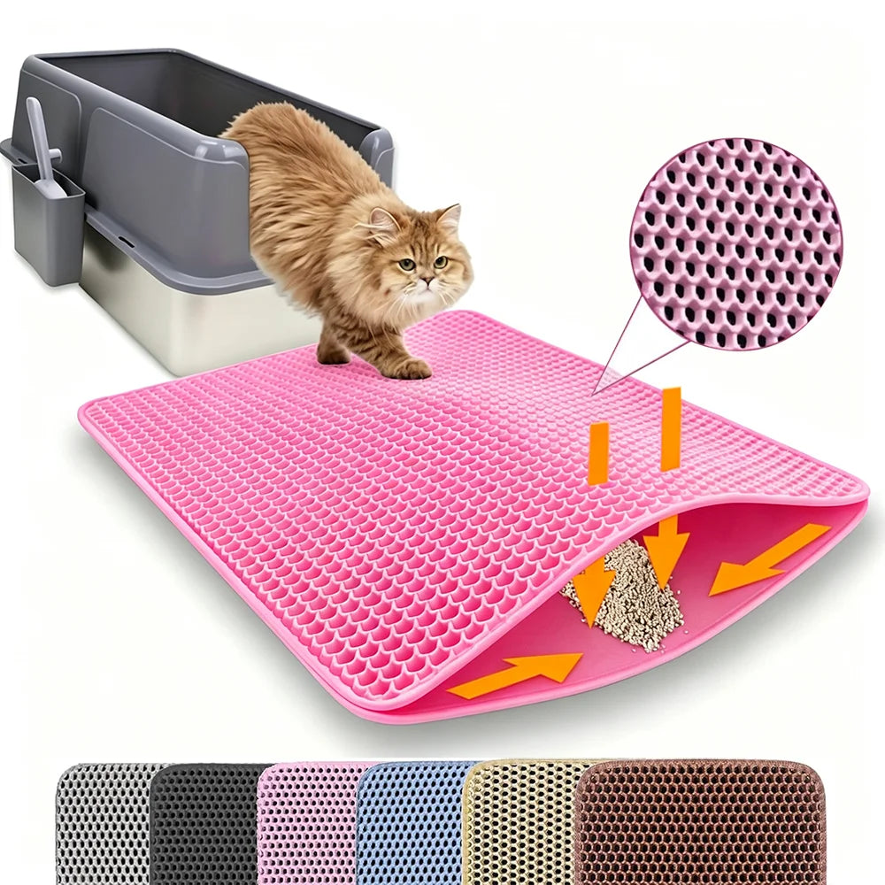 Double-Layer Cat Litter Mat — Non-Slip Waterproof Tracking Control