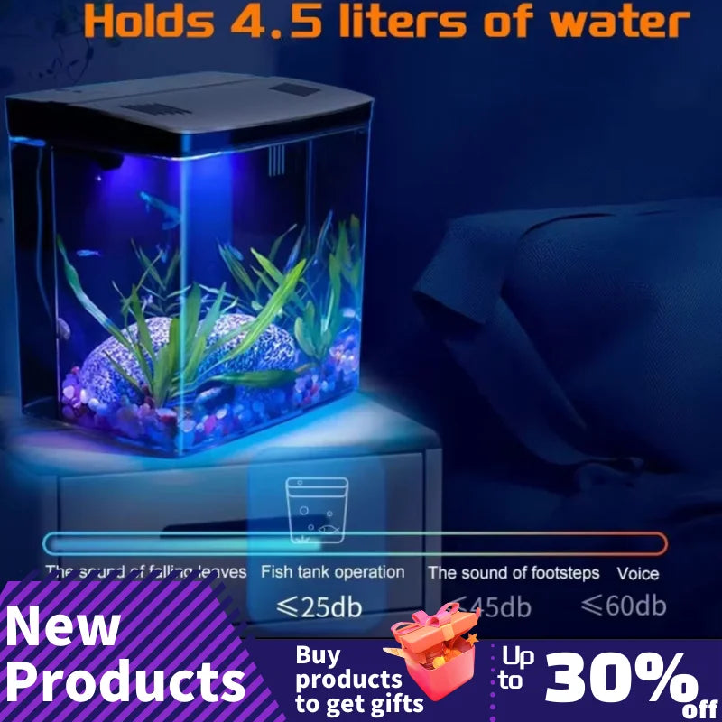 Self-Circulating Goldfish Tank — Tabletop Aquarium with Optional Heater