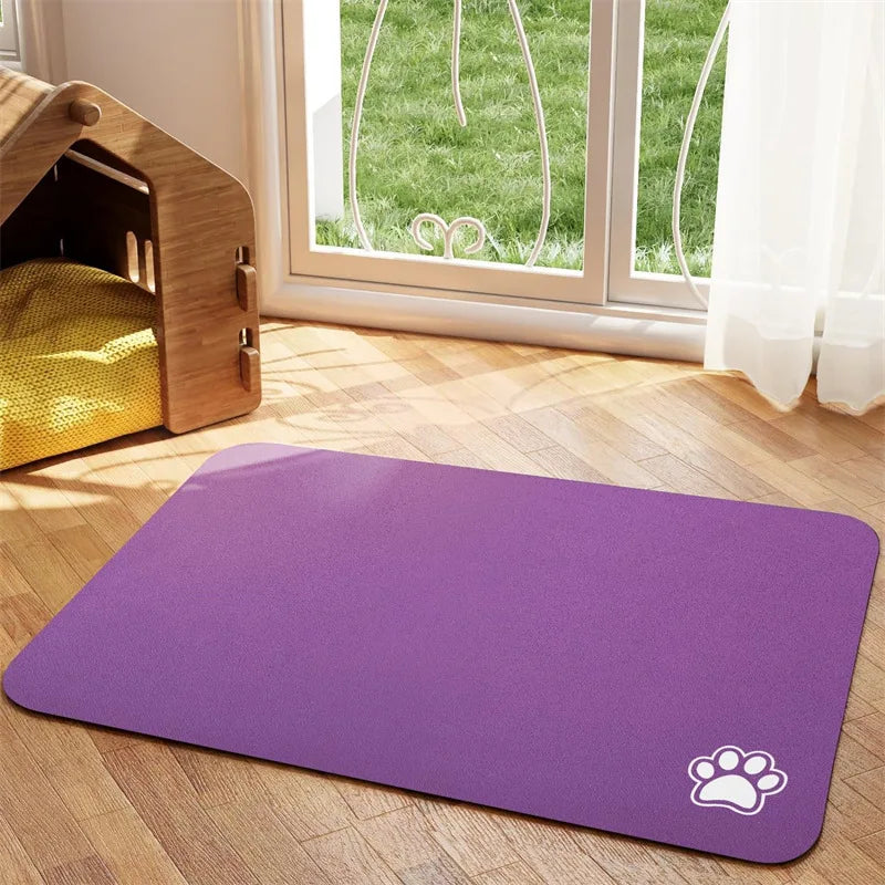 Absorbent Pet Feeding Mat — Quick-Dry Placemat for Dog & Cat Bowls, S/M/L
