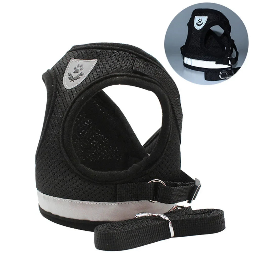 Reflective Escape-Proof Harness & Leash Set — Adjustable Mesh Vest for Cats & Dogs