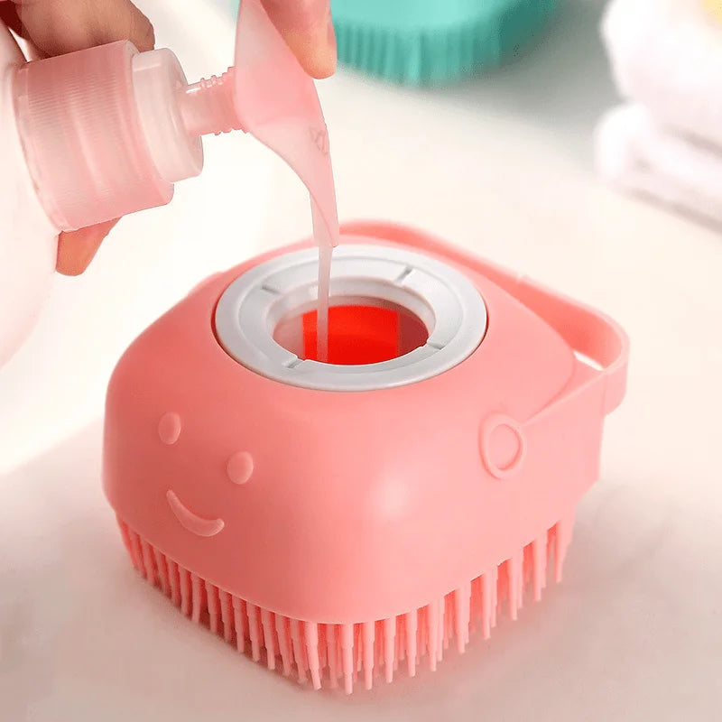 Bath Massage Brush — Silicone Shampoo Dispenser Brush for Dogs & Cats