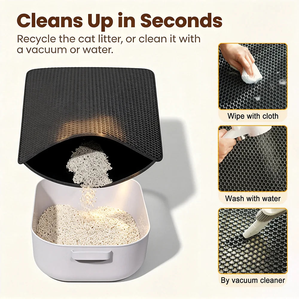 Double-Layer Cat Litter Mat — Non-Slip Waterproof Tracking Control
