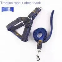 Denim Patch Dog Leash Set — Chest Strap Walking Leash, 2 & 3-Piece Sets