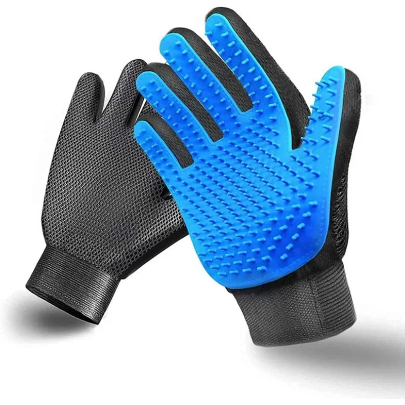 Left & Right Grooming Glove Pair — Deshedding Bath Gloves for Dogs, Cats & Rabbits