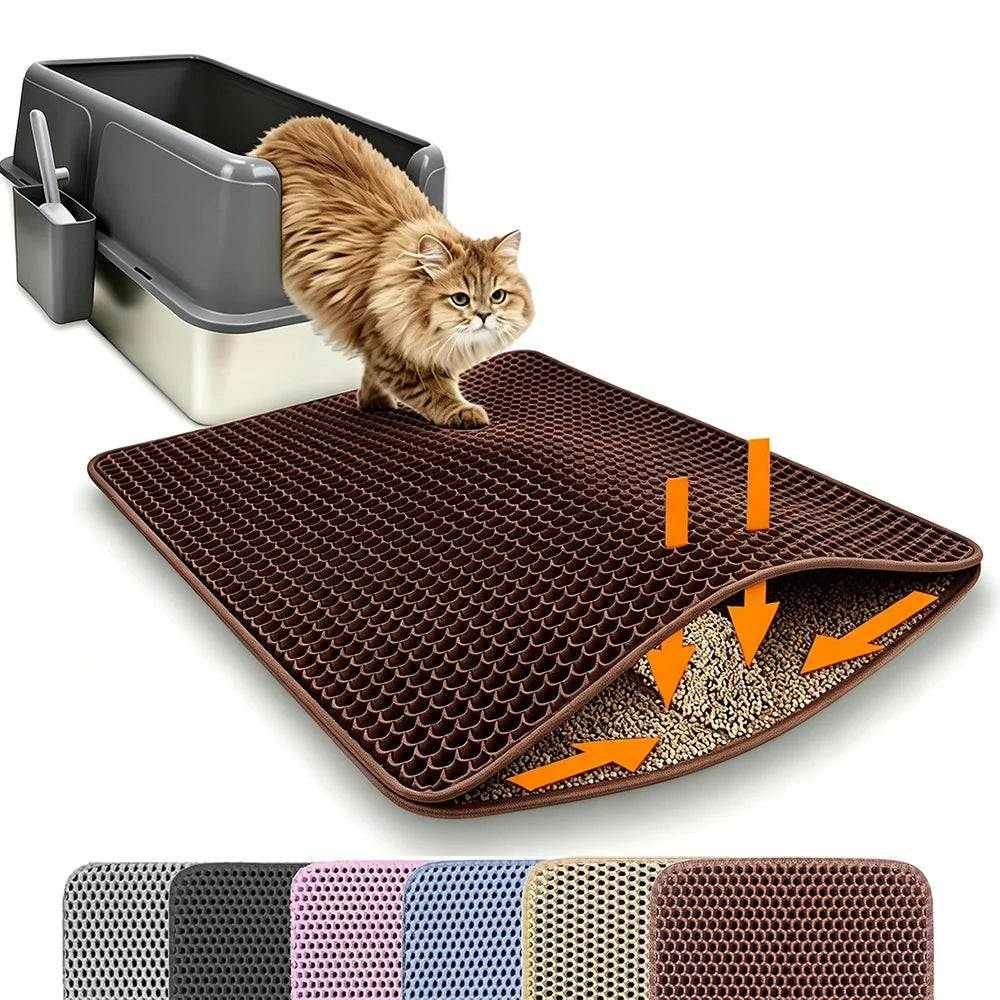 Double-Layer Cat Litter Mat — Non-Slip Waterproof Tracking Control