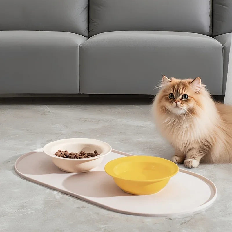 Non-Slip Waterproof Cat Feeding Mat — Placemat for Cat & Dog Bowls