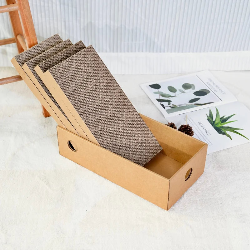 4-Pack Cardboard Cat Scratcher Boxes — Stackable Scratching Pads for Indoor Cats