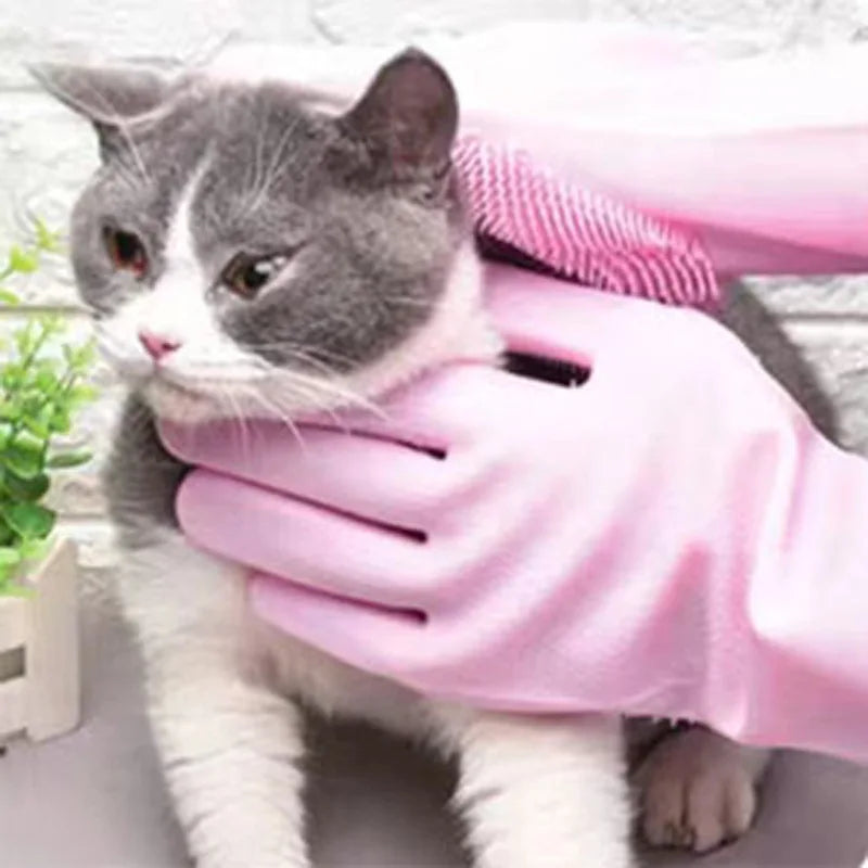 Silicone Bathing Gloves — Multi-Functional Shampoo Scrubber for Dogs & Cats
