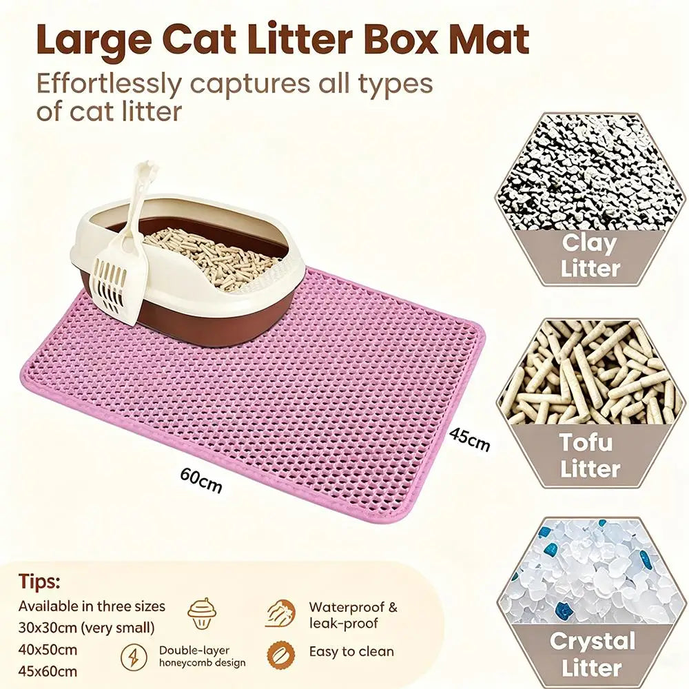 Double-Layer Cat Litter Mat — Non-Slip Waterproof Tracking Control