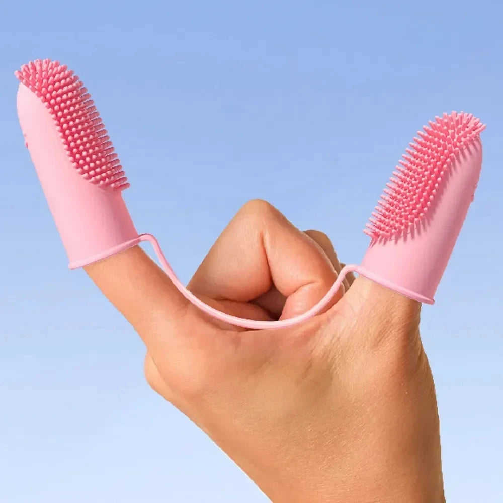 Two-Finger Pet Toothbrush — Silicone Dental Cleaning Tool for Dogs & Cats
