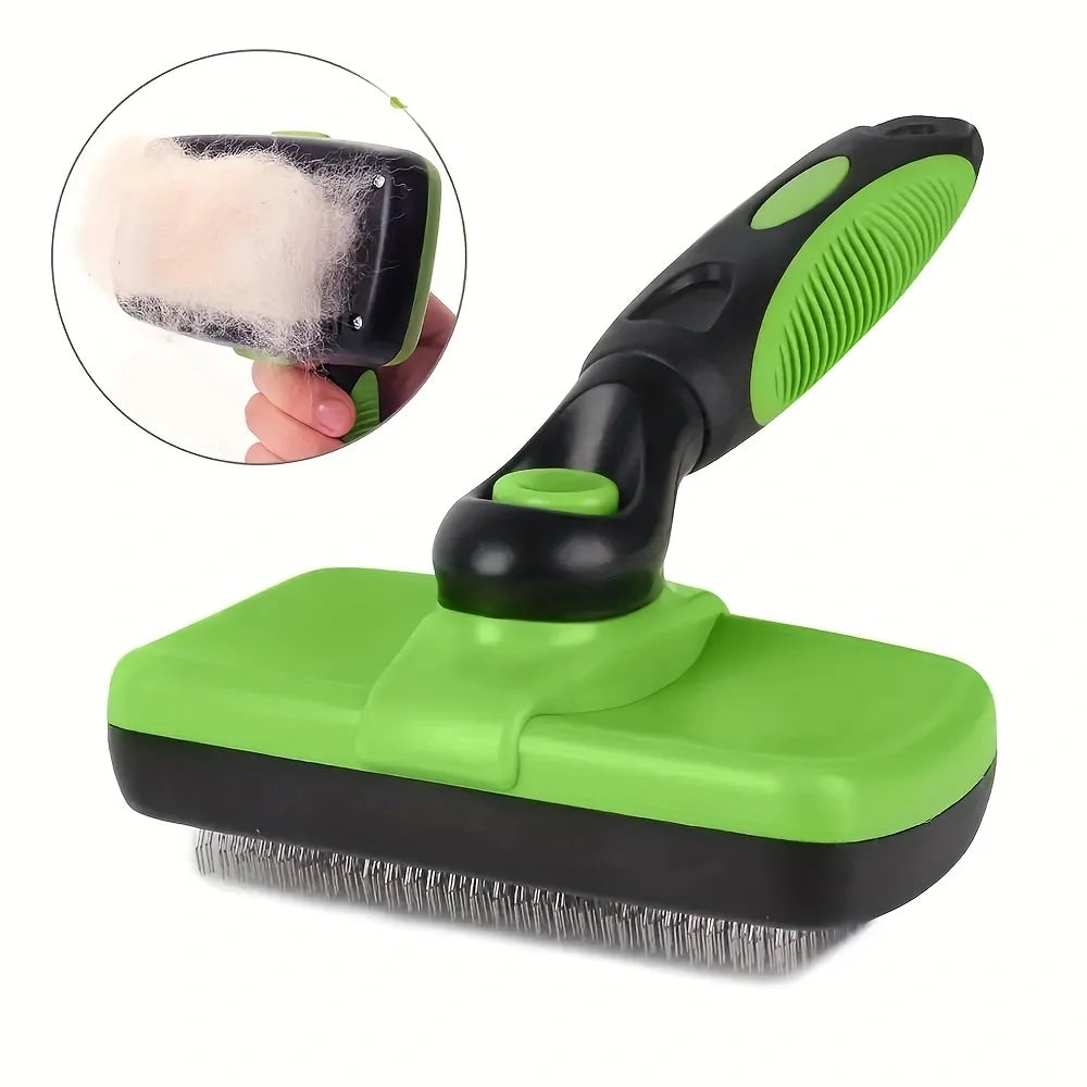 Self-Cleaning Shedding Comb — Push-Button Deshedding Tool for Dogs