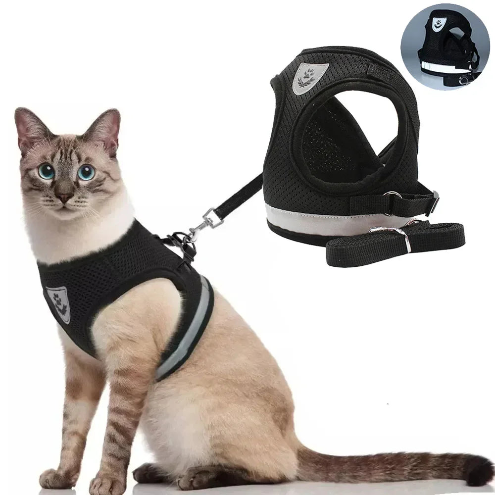 Reflective Escape-Proof Harness & Leash Set — Adjustable Mesh Vest for Cats & Dogs