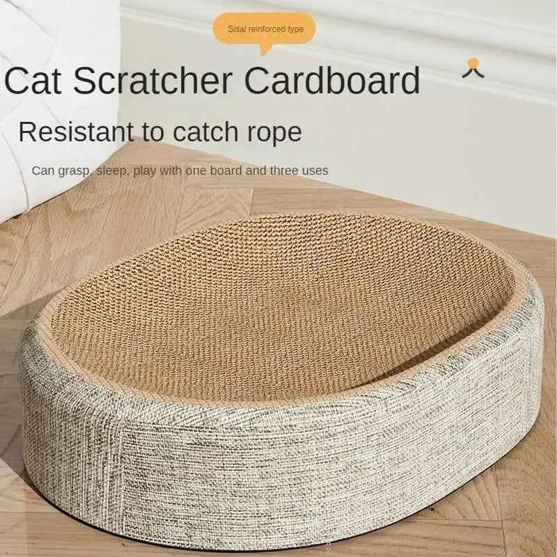 Oval Sisal Cat Scratcher Bed — 2-in-1 Scratching Surface & Resting Nest