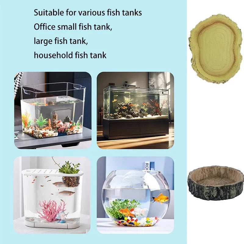 Resin Reptile Feeder Bowl — Rock-Style Food & Water Dish for Turtles & Lizards