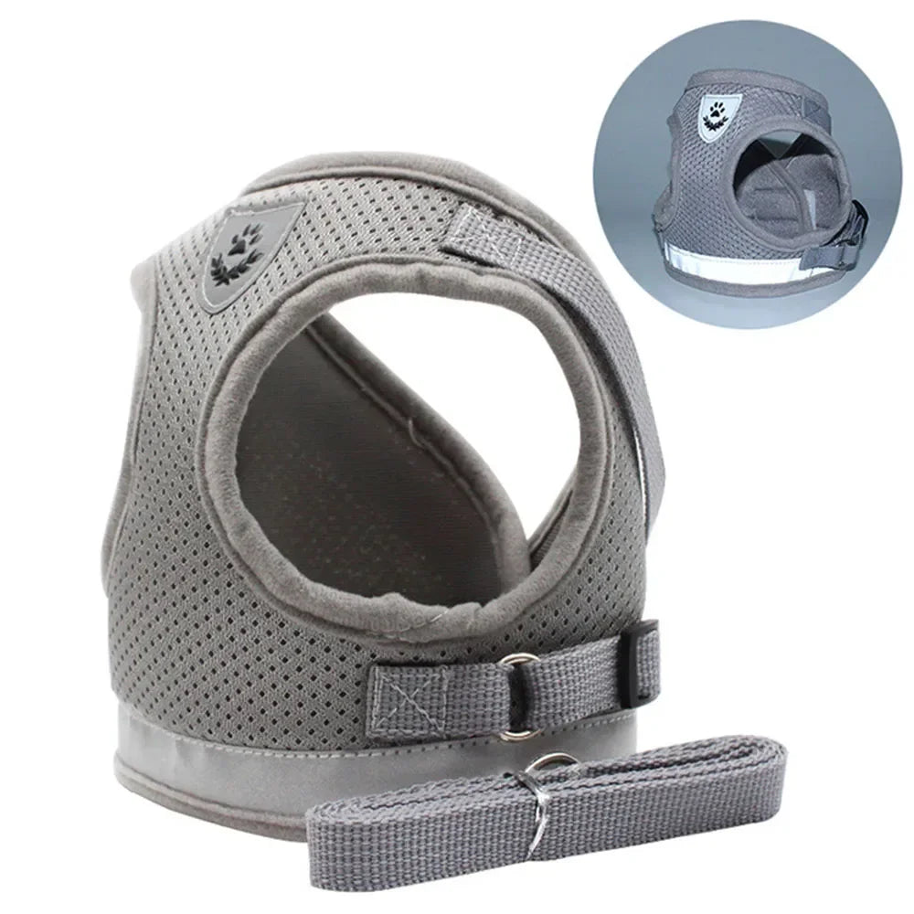 Reflective Escape-Proof Harness & Leash Set — Adjustable Mesh Vest for Cats & Dogs