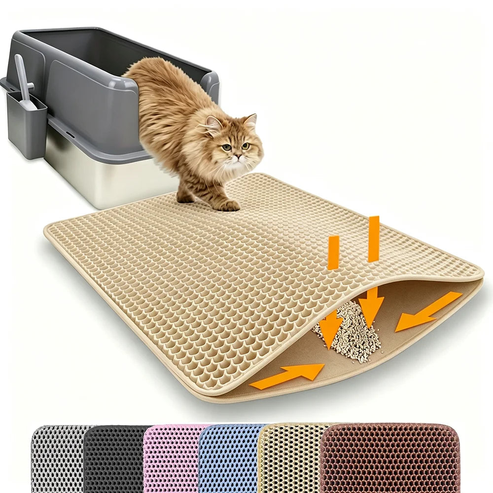 Double-Layer Cat Litter Mat — Non-Slip Waterproof Tracking Control