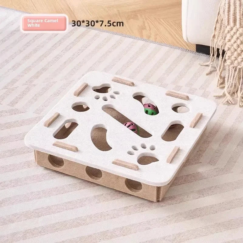 Felt Puzzle Box Cat Toy — Interactive Treat & Ball Game for Indoor Cats