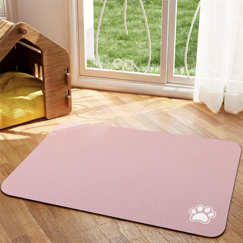 Absorbent Pet Feeding Mat — Quick-Dry Placemat for Dog & Cat Bowls, S/M/L