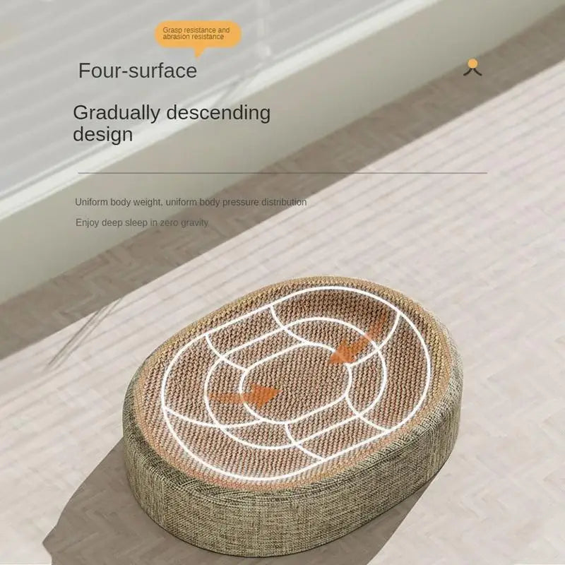 Sisal Weave Oval Cat Scratcher — 2-in-1 Scratching Pad & Nest